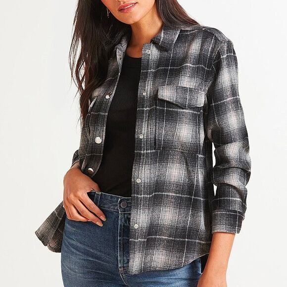 Rails Jackets & Blazers - Rails Turner Gray & White Plaid Button-Front Shirt Jacket Size M